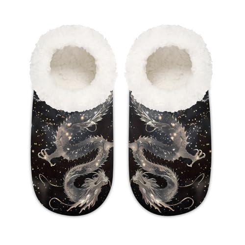 Glowing Chinese Dragon House Slippers for Women Men, Memory Foam House Shoes Slipper Socks, multi, 37.5/38.5 EU Weit von Mexpekil