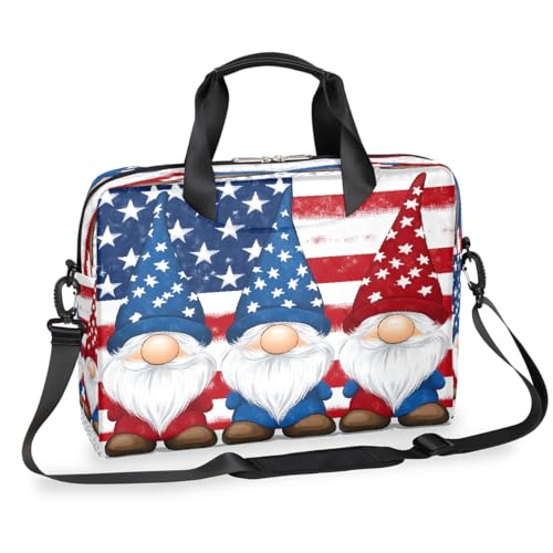 Gnome Usa 4. Juli Unabhängigkeitstag Laptop-Aktentasche für Männer und Frauen, 15,7 Zoll Business-Computertasche mit abnehmbarem Schultergurt, Laptoptasche, Messenger-Aktentasche von Mexpekil