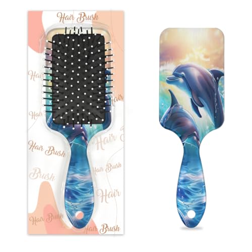 Haarbürste mit Delfinen, die im Ozean spielen, Nass-, Trocken- und Luftkissen-Haarbürste, Kunststoff, Entwirrer-Haarbürste für Kinder und Erwachsene, Geschenk zum Schulanfang, Geschenk für Damen und von Mexpekil