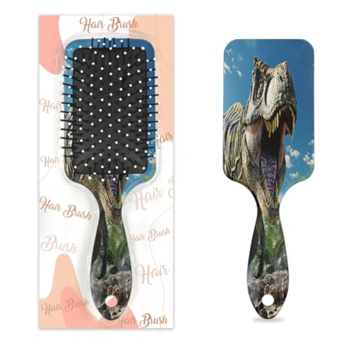 Haarbürste mit Dinosaurier-Motiv, tropische Pflanze, nasses, trockenes Luftkissen, Haarbürste aus Kunststoff, Entwirrer-Haarbürste für Kinder und Erwachsene, Geschenk für Damen und Herren von Mexpekil