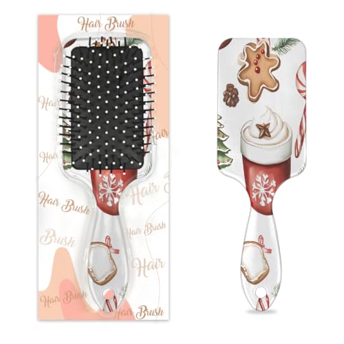 Haarbürste mit Weihnachtsbäumen, Stechpalmenbeeren, Süßigkeiten-Haarbürste, Nass-, Trocken-, Luftkissen-Haarbürste, Kunststoff, Entwirrer-Haarbürste für Kinder und Erwachsene, Geschenk für Damen und von Mexpekil
