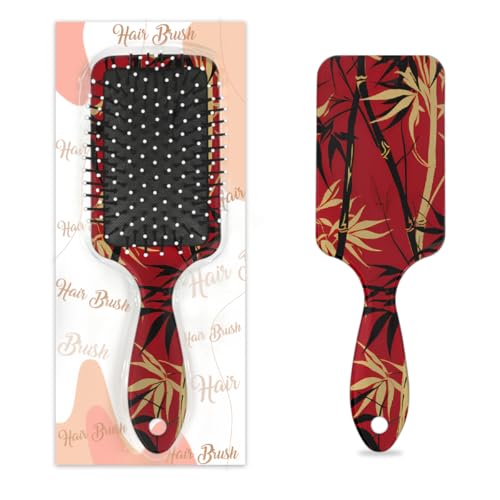 Haarbürste mit schwarzen goldenen Blättern, japanischer Stil, Baum, nasses, trockenes Luftkissen, Haarbürste aus Kunststoff, Entwirrer, Haarbürste für Kinder und Erwachsene, Geschenk für Damen und von Mexpekil