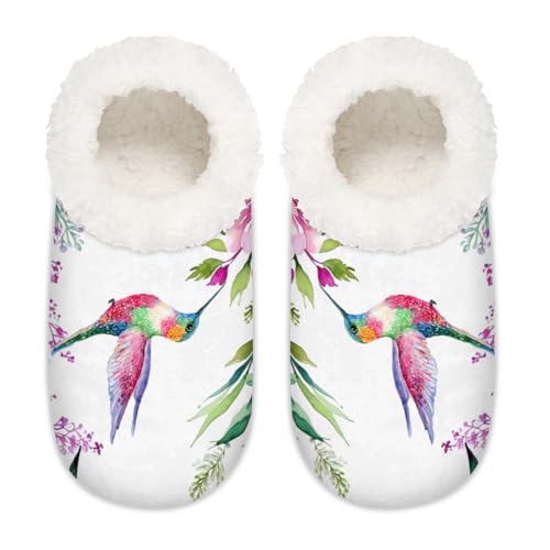 Hausschuhe für Damen und Herren, Motiv: Iris-Blumen, Kolibri, Hausschuhe, Memory-Schaum, Hausschuhe, Socken, multi, 9/10.5 UK Wide von Mexpekil