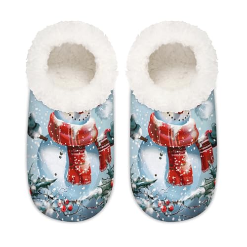 Hausschuhe für Damen und Herren, Weihnachts-Schneemann, Beere, Memory-Schaum, Hausschuhe, Hausschuhe, Socken, multi, 37.5/38.5 EU Weit von Mexpekil