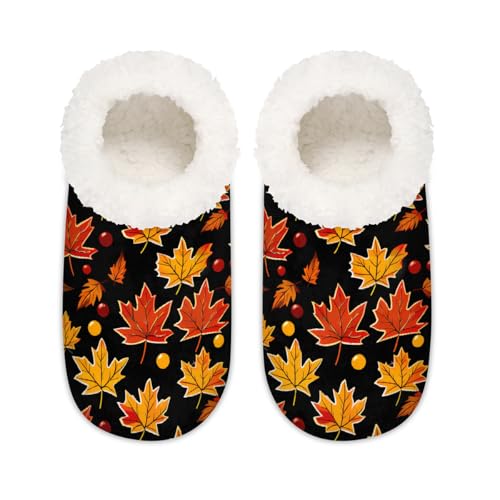 Hausschuhe für Damen und Herren, mit Ahornblatt-Muster, Memory-Schaum, Hausschuhe, Socken, multi, 6/6.5 UK Wide von Mexpekil