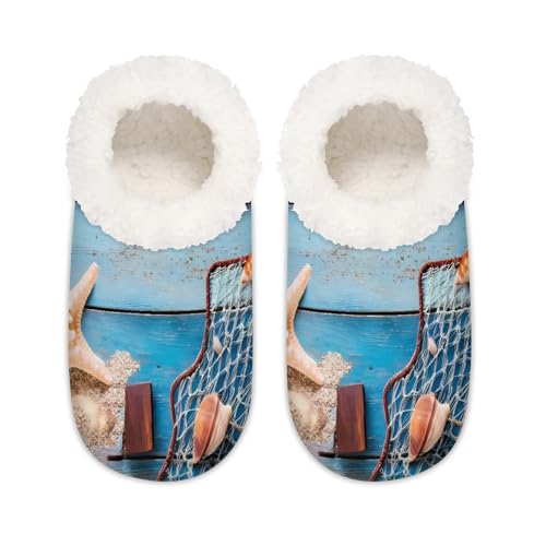 Hausschuhe für Damen und Herren, rustikale Holz-Seestern-Memory-Foam-Hausschuhe, Hausschuhe, Socken, multi, 37.5/38.5 EU Weit von Mexpekil