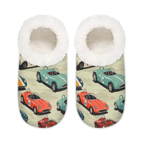 Hausschuhe im Vintage-Stil, Cartoon-Design, für Damen und Herren, niedlicher Transport, Memory-Schaum, Hausschuhe, Socken, multi, 37.5/38.5 EU Weit von Mexpekil