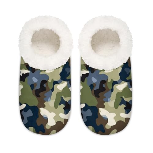 Hausschuhe mit Camouflage-Muster für Damen und Herren, klassische Camouflage-Memory-Foam-Hausschuhe, rutschfeste Slipper-Socken, multi, 37.5/38.5 EU Weit von Mexpekil