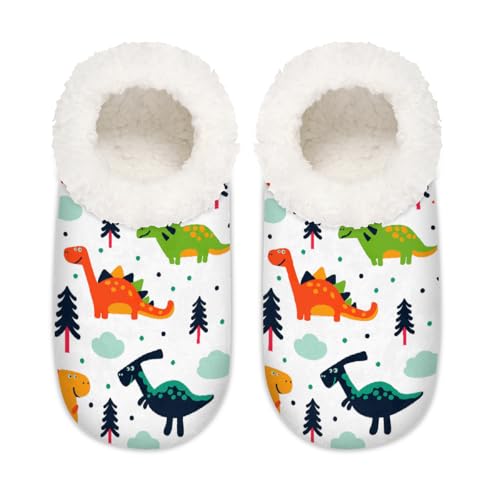 Hausschuhe mit Cartoon-Dinosaurier-Motiv für Damen und Herren, niedliches Dinosaurier-Muster, Memory-Schaum, Hausschuhe, Hausschuhe, Socken, multi, 6/6.5 UK Wide von Mexpekil