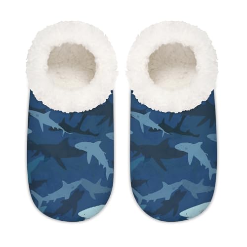 Hausschuhe mit Cartoon-Hai-Motiv, für Damen und Herren, Hai-Druck, Memory-Schaum, bequeme Anti-Rutsch-Socken, multi, 6/6.5 UK Wide von Mexpekil