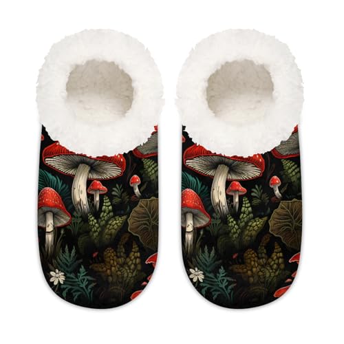 Hausschuhe mit Pilzblättern und tropischen Pflanzen, für Damen und Herren, Memory-Schaum, Hausschuhe, Hausschuhe, Socken, multi, 6/6.5 UK Wide von Mexpekil