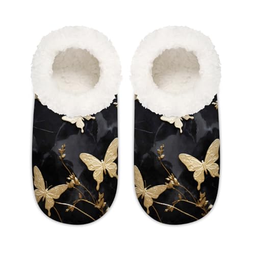 Hausschuhe mit Schmetterlings-Motiv, für Damen und Herren, Marmor-Tier-Memory-Schaum, Hausschuhe, Hausschuhe, Socken, Weiß, multi, 37.5/38.5 EU Weit von Mexpekil
