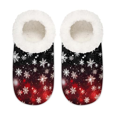 Hausschuhe mit Weihnachtsschneeflocke, für Damen und Herren, Wintermuster, Memory-Schaum, Hausschuhe, Socken, multi, 37.5/38.5 EU Weit von Mexpekil