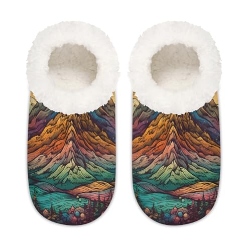 Hausschuhe mit abstraktem Muster für Damen und Herren, Memory-Schaum, Hausschuhe, Socken, bunt, multi, 6/6.5 UK Wide von Mexpekil