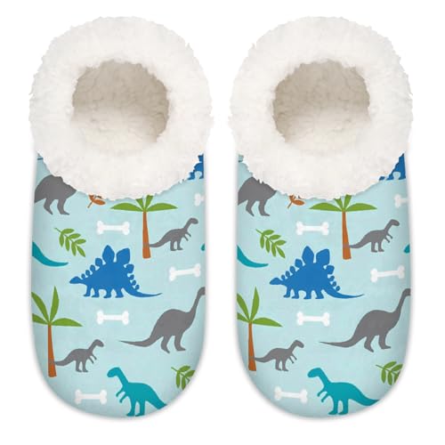 Hausschuhe mit niedlichem Dinosaurier-Muster, für Damen und Herren, Memory-Schaum, rutschfeste Hausschuh-Socken, multi, 10.5/12 UK Wide von Mexpekil