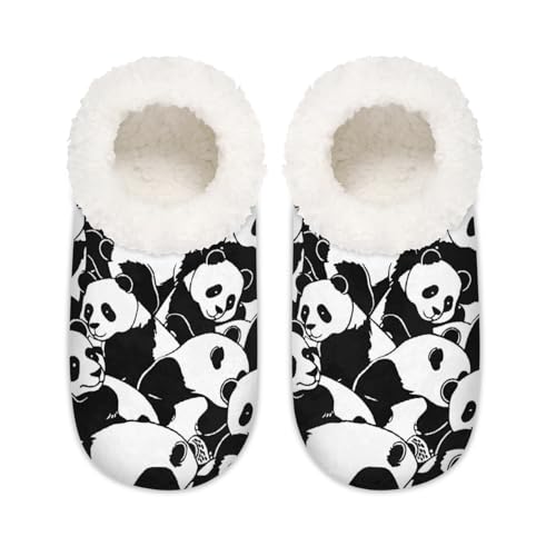 Hausschuhe mit niedlichem Panda-Muster für Damen und Herren, Caroon Panda, Memory-Schaum, rutschfeste Slipper-Socken, multi, 37.5/38.5 EU Weit von Mexpekil