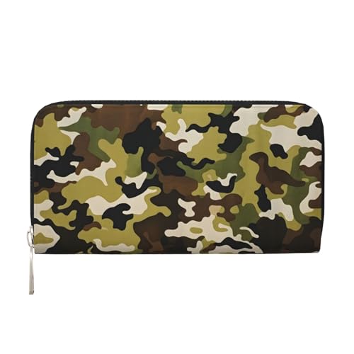 Herren-Geldbörse aus PU-Leder für Herren, britische Geldbörsen mit Münzfach, Reißverschluss (klassisches Tarnmuster), Schwarz , Einheitsgröße, Modern von Mexpekil