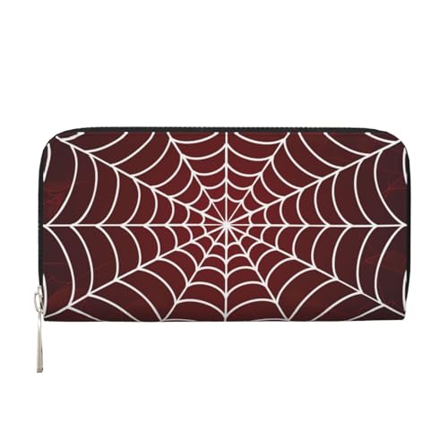 Herren-Geldbörse aus PU-Leder für Herren, britische Geldbörsen mit Münzfach, Reißverschluss (rotes helles Spinnennetz), Schwarz , Einheitsgröße, Modern von Mexpekil