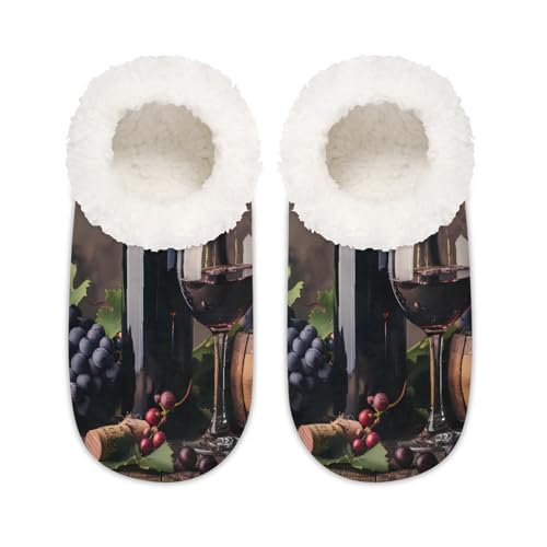 Holzfass für Damen und Herren, Weinflasche, Hausschuhe, Trauben-Memory-Foam, Hausschuhe, Socken, multi, 37.5/38.5 EU Weit von Mexpekil