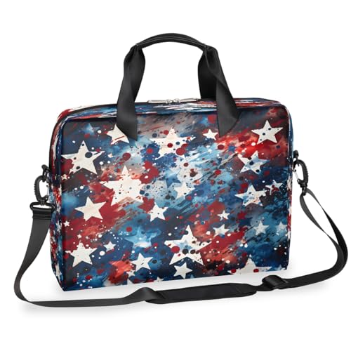 Independence Day Doodle Stars Laptop-Aktentasche für Männer und Frauen, 15,7 Zoll Business-Computertasche mit abnehmbarem Schultergurt, Laptoptasche, Messenger-Aktentasche von Mexpekil
