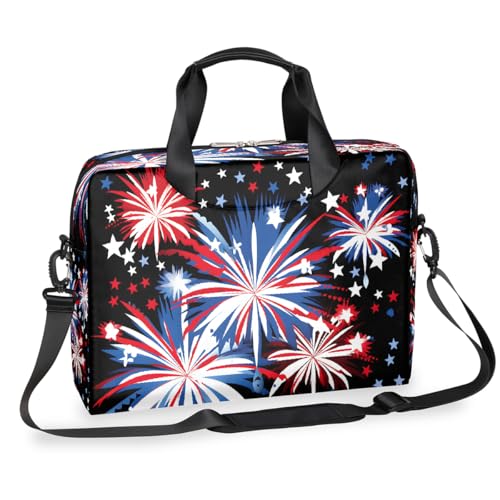 Independence Day Fireworks Laptop-Aktentasche für Männer und Frauen, 15,7 Zoll Business Computertasche mit abnehmbarem Schultergurt, Laptoptasche, Messenger-Aktentasche von Mexpekil