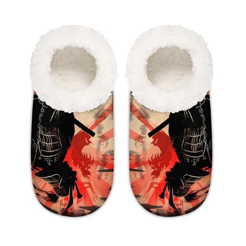 Japanische Samurai-Hausschuhe für Damen und Herren, Memory-Schaum, bequem, rutschfest, Rot, multi, 6/6.5 UK Wide von Mexpekil