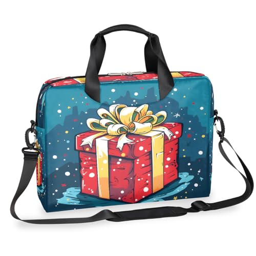 Laptop-Aktentasche für Damen und Herren, 15,7 Zoll (39,9 cm), mit abnehmbarem Schultergurt, Laptoptasche, Messenger-Aktentasche mit Weihnachtsmotiv, Rot von Mexpekil