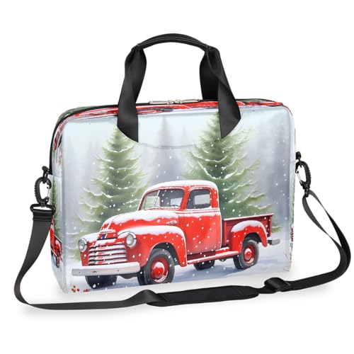 Laptop-Aktentasche für Herren und Damen, 39,7 cm (15,7 Zoll), mit abnehmbarem Schultergurt, Laptoptasche, Kuriertasche, Aktentasche, Weihnachtsmotiv, Rot von Mexpekil