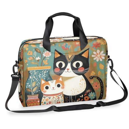 Laptop-Aktentasche im Retro-Stil mit Katzenmotiv, für Männer und Frauen, 15,7 Zoll (39,9 cm), Business-Computertasche mit abnehmbarem Schultergurt, Laptoptasche, Messenger-Aktentasche von Mexpekil