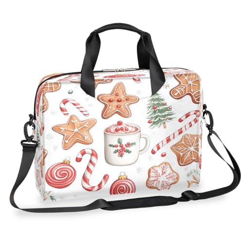 Laptop-Aktentasche mit Aufschrift "Merry Christmas Cookies", für Männer und Frauen, 15,7 Zoll, Business-Computertasche mit abnehmbarem Schultergurt, Laptoptasche, Messenger-Aktentasche von Mexpekil