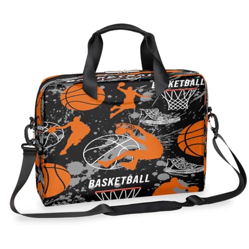 Laptop-Aktentasche mit Basketball-Textur, für Herren und Damen, 15,7 Zoll, Business-Computer-Tasche mit abnehmbarem Schultergurt, Laptoptasche, Messenger-Aktentasche von Mexpekil