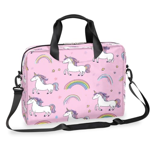 Laptop-Aktentasche mit Cartoon-Einhorn, Regenbogenfarben, 39,7 cm (15,7 Zoll), Business-Computer-Tasche mit abnehmbarem Schultergurt, Laptoptasche, Umhängetasche, Aktentasche von Mexpekil