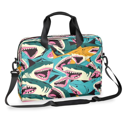 Laptop-Aktentasche mit Cartoon-Hai-Motiv, für Damen und Herren, 15,7 Zoll (39,9 cm), Business-Computer-Tasche mit abnehmbarem Schultergurt, Laptoptasche, Messenger-Aktentasche von Mexpekil