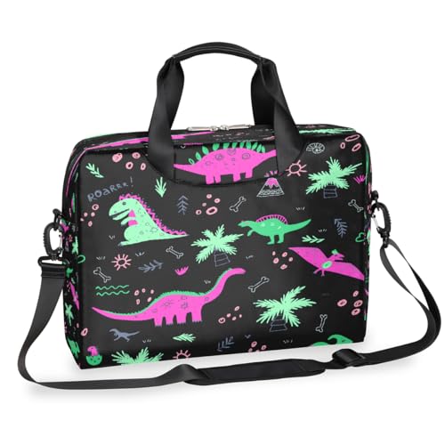 Laptop-Aktentasche mit Dinosaurier-Motiv, Palme, Cartoon-Druck, für Männer und Frauen, 15,7 Zoll (39,9 cm), Business-Computer-Tasche mit abnehmbarem Schultergurt, Laptoptasche, Kuriertasche von Mexpekil