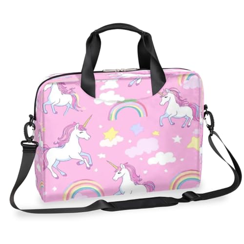Laptop-Aktentasche mit Einhorn-Regenbogen-Motiv, für Damen und Herren, 15,7 Zoll, Business-Computer-Tasche mit abnehmbarem Schultergurt, Laptoptasche, Messenger-Aktentasche von Mexpekil