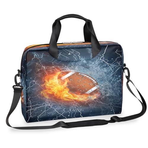 Laptop-Aktentasche mit Flames Football Lightning für Männer und Frauen, 15,7 Zoll Business Computertasche mit abnehmbarem Schultergurt, Laptoptasche, Messenger-Aktentasche von Mexpekil