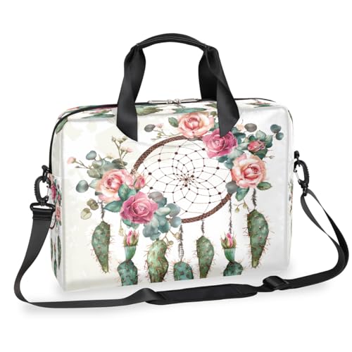 Laptop-Aktentasche mit Kaktusblumen, Traumfänger, für Damen und Herren, 15,7 Zoll, Business-Computertasche mit abnehmbarem Schultergurt, Laptoptasche, Messenger-Aktentasche von Mexpekil
