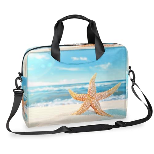 Laptop-Aktentasche mit Strand-Seestern für Damen und Herren, 15,7 Zoll (39,9 cm), Business-Computer-Tasche mit abnehmbarem Schultergurt, Laptoptasche, Messenger-Aktentasche von Mexpekil