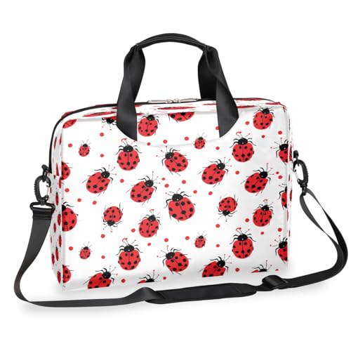 Laptop-Aktentasche mit Tiermotiv und lustigem Marienkäfer-Cartoon-Druck, für Männer und Frauen, 15,7 Zoll, Business-Computer-Tasche mit abnehmbarem Schultergurt, Laptoptasche, Kuriertasche von Mexpekil