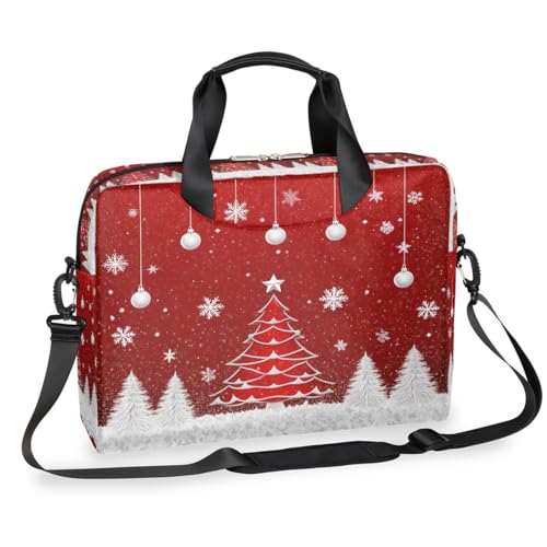 Laptop-Aktentasche mit Weihnachtsbaum, weiße Schneeflockenszene für Männer und Frauen, 15,7 Zoll, Business-Computertasche mit abnehmbarem Schultergurt, Laptoptasche, Messenger-Aktentasche von Mexpekil