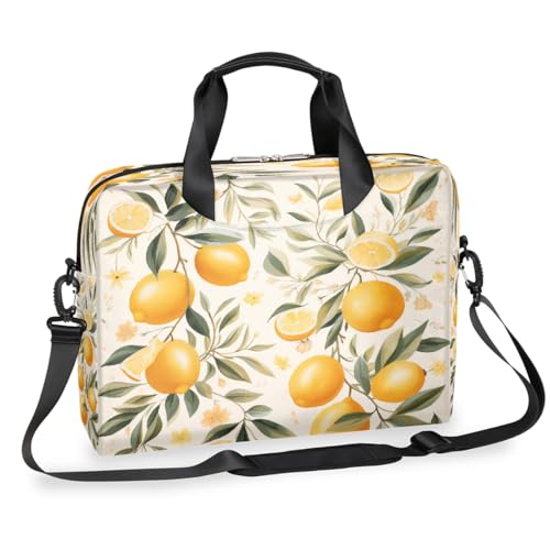 Laptop-Aktentasche mit Zitronenfrucht-Muster, grüne Blätter, Pflanze, für Damen und Herren, 15,7 Zoll, Business-Computertasche mit abnehmbarem Schultergurt, Laptoptasche, Kuriertasche, Aktentasche von Mexpekil
