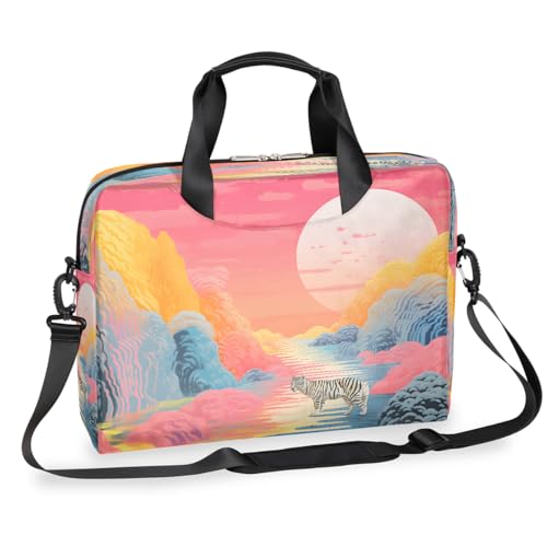 Laptop-Aktentasche mit abstraktem Berg-Tigermond, für Damen und Herren, 15,7 Zoll (39,9 cm), Business-Computer-Tasche mit abnehmbarem Schultergurt, Laptoptasche, Messenger-Aktentasche von Mexpekil