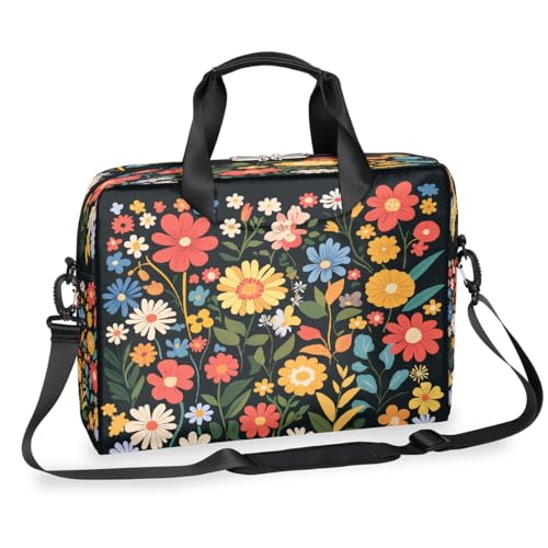 Laptop-Aktentasche mit buntem Blumenmotiv für Herren und Damen, 15,7 Zoll, Business-Computertasche mit abnehmbarem Schultergurt, Laptoptasche, Kurier-Aktentasche von Mexpekil