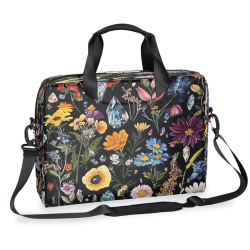 Laptop-Aktentasche mit buntem Blumenmuster, für Damen und Herren, 39,5 cm (15,7 Zoll), Business-Computertasche mit abnehmbarem Schultergurt, Laptoptasche, Kuriertasche, Aktentasche von Mexpekil