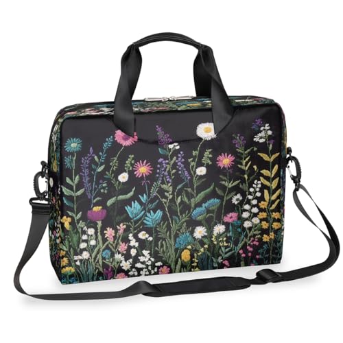 Laptop-Aktentasche mit frühlingshaftem Blumenstickerei-Effekt, für Damen und Herren, 15,7 Zoll, Business-Computer-Tasche mit abnehmbarem Schultergurt, Laptoptasche, Kurier-Aktentasche von Mexpekil