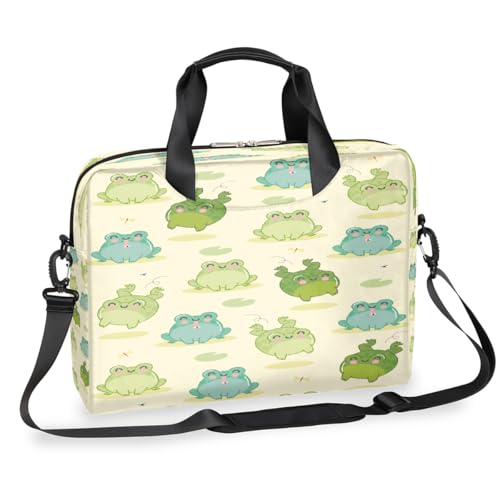Laptop-Aktentasche mit niedlichem Froschmotiv, für Damen und Herren, 15,7 Zoll (39,9 cm), Business-Computer-Tasche mit abnehmbarem Schultergurt, Laptoptasche, Messenger-Aktentasche von Mexpekil