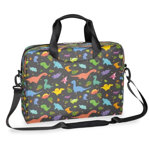 Laptop-Aktentasche mit tropischem Cartoon-Dinosaurier-Baum, für Männer und Frauen, 15,7 Zoll (39,9 cm), Business-Computer-Tasche mit abnehmbarem Schultergurt, Laptoptasche, Kuriertasche von Mexpekil