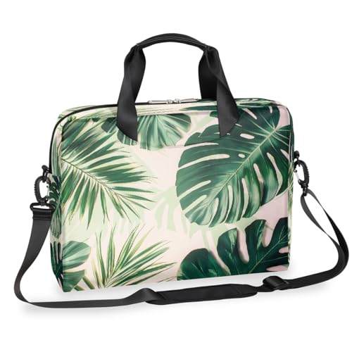 Laptop-Aktentasche mit tropischen Palmenblättern, für Damen und Herren, 15,7 Zoll, Business-Computertasche mit abnehmbarem Schultergurt, Laptoptasche, Messenger-Aktentasche von Mexpekil