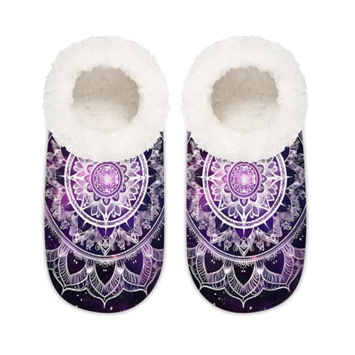 Lila Boho Mandala Hausschuhe für Damen Herren Ethnische Mandala Memory Foam Haus Schuhe Slipper Socken, multi, 37.5/38.5 EU Weit von Mexpekil