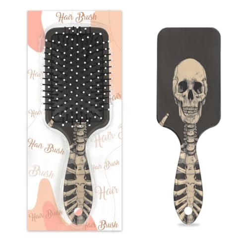 Lustige Totenkopf-Haarbürste, Totenkopf-Haarbürste, menschliches Skelett, nasses, trockenes Luftkissen, Haarbürste aus Kunststoff, Entwirrer, Haarbürste für Kinder und Erwachsene, Geschenk für Damen von Mexpekil